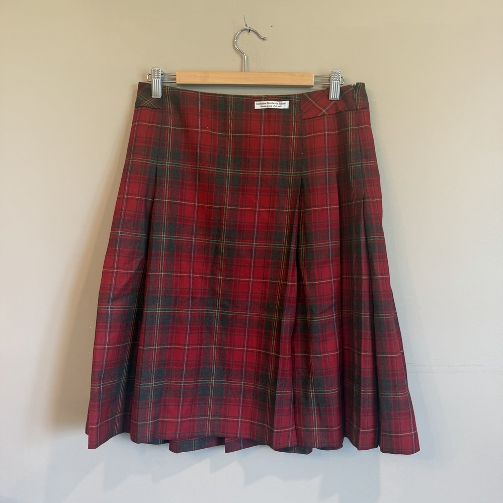 NEW VTG Pendleton 100% Wool Womens Red Plaid Skirt Size 10 Knee Length
